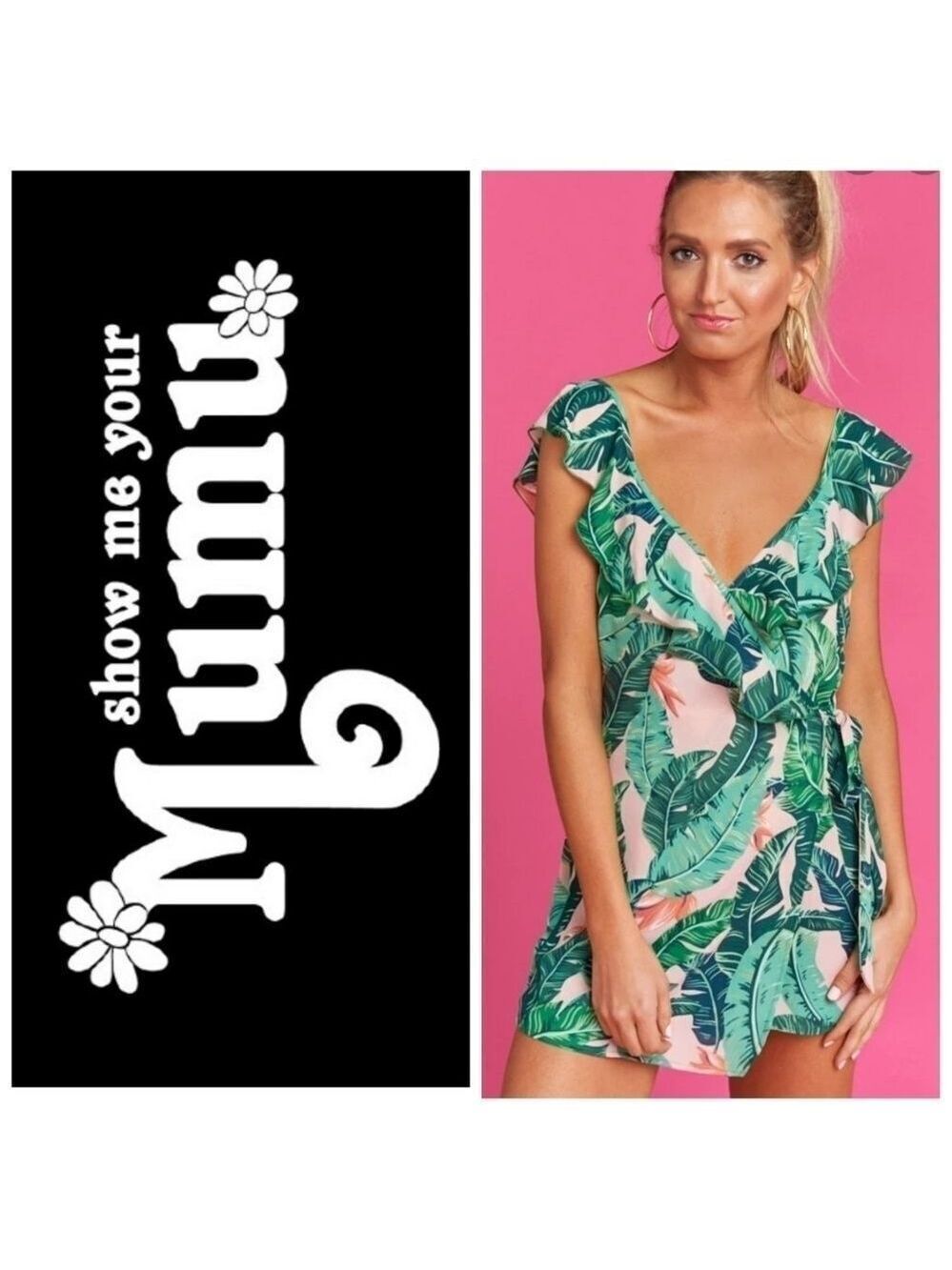 Show Me Your MuMu Raquelle Romper S Pink Green NWOT